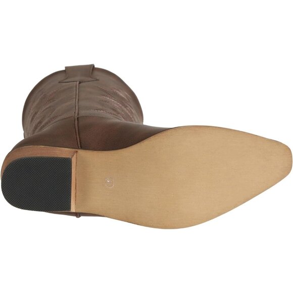 SheSole Western Boots Women Dark Brown Faux Leather Square Toe Wide Mid Calf - Picture 4 of 7